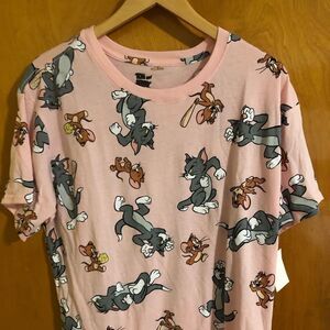 Tom And Jerry Tshirt Mens Large Pink